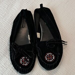 Black Moccasins with Beaded Design